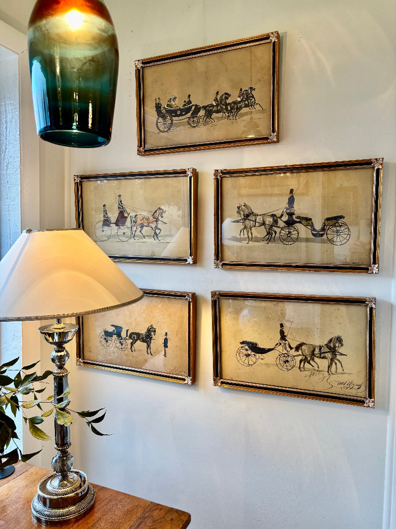 Custom Framed Antique Prints of Carriage Driving