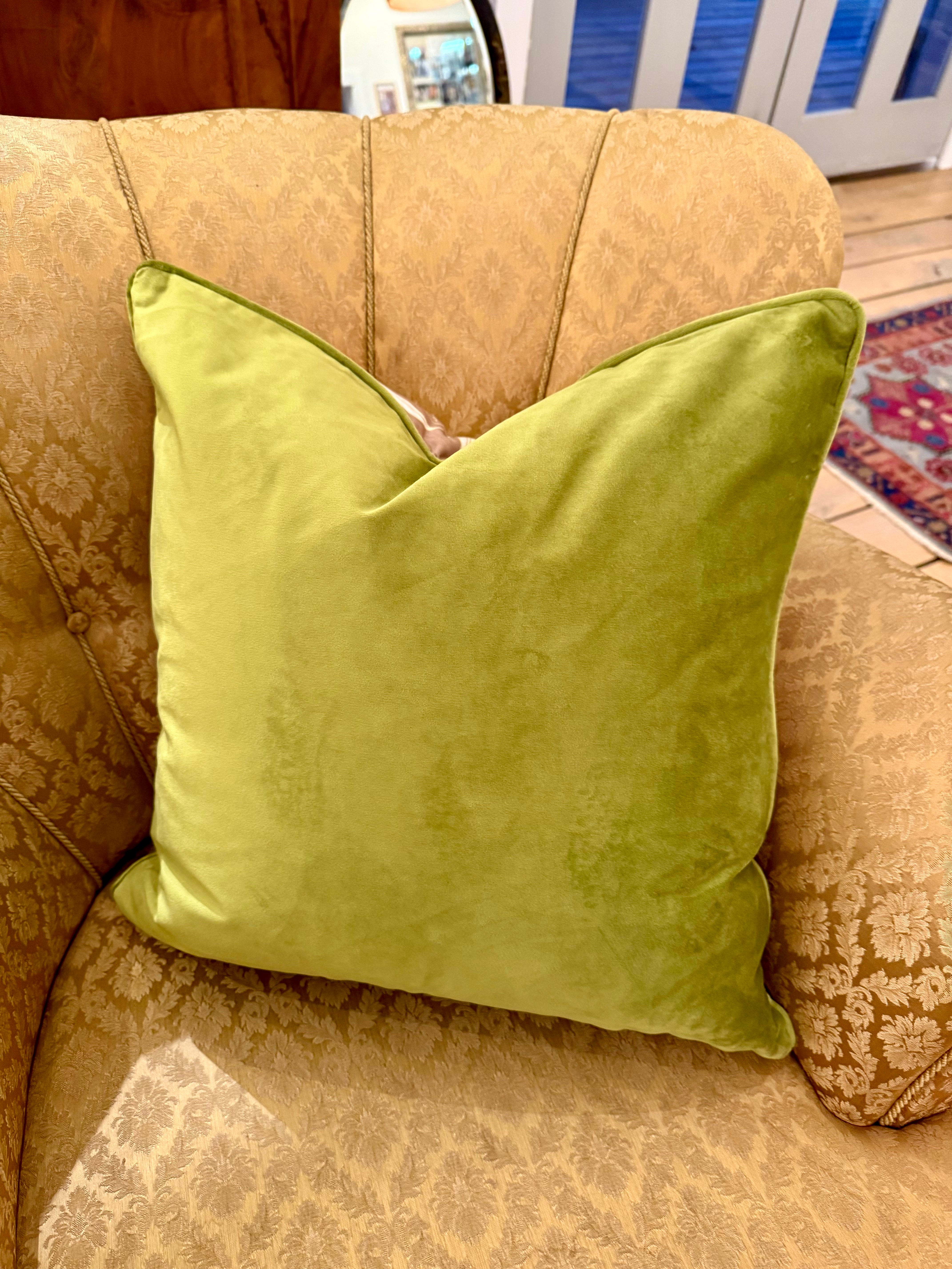 Danish Design Velour Pillow with Lotus Motif