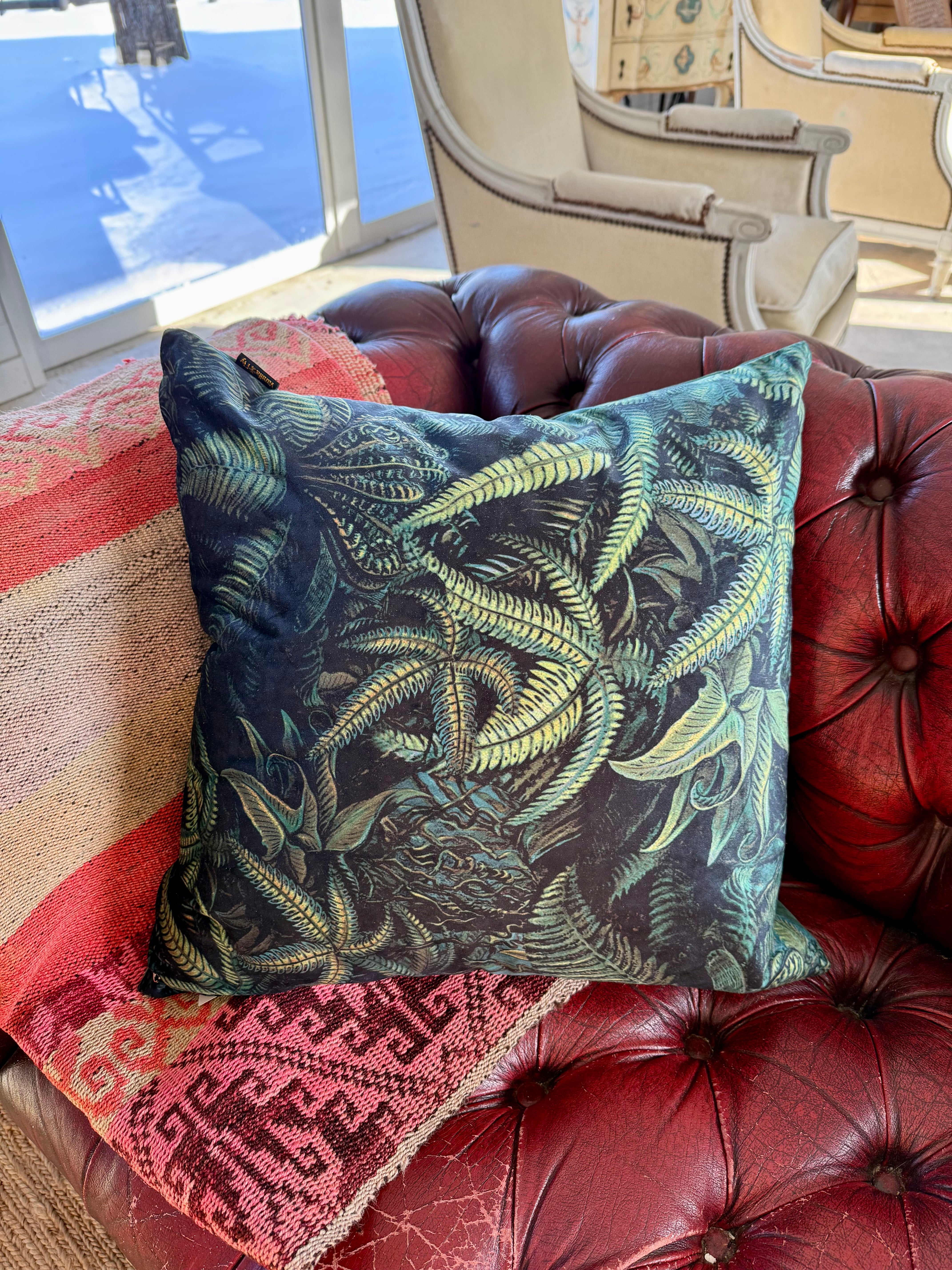 Velour Pillow Fern Design