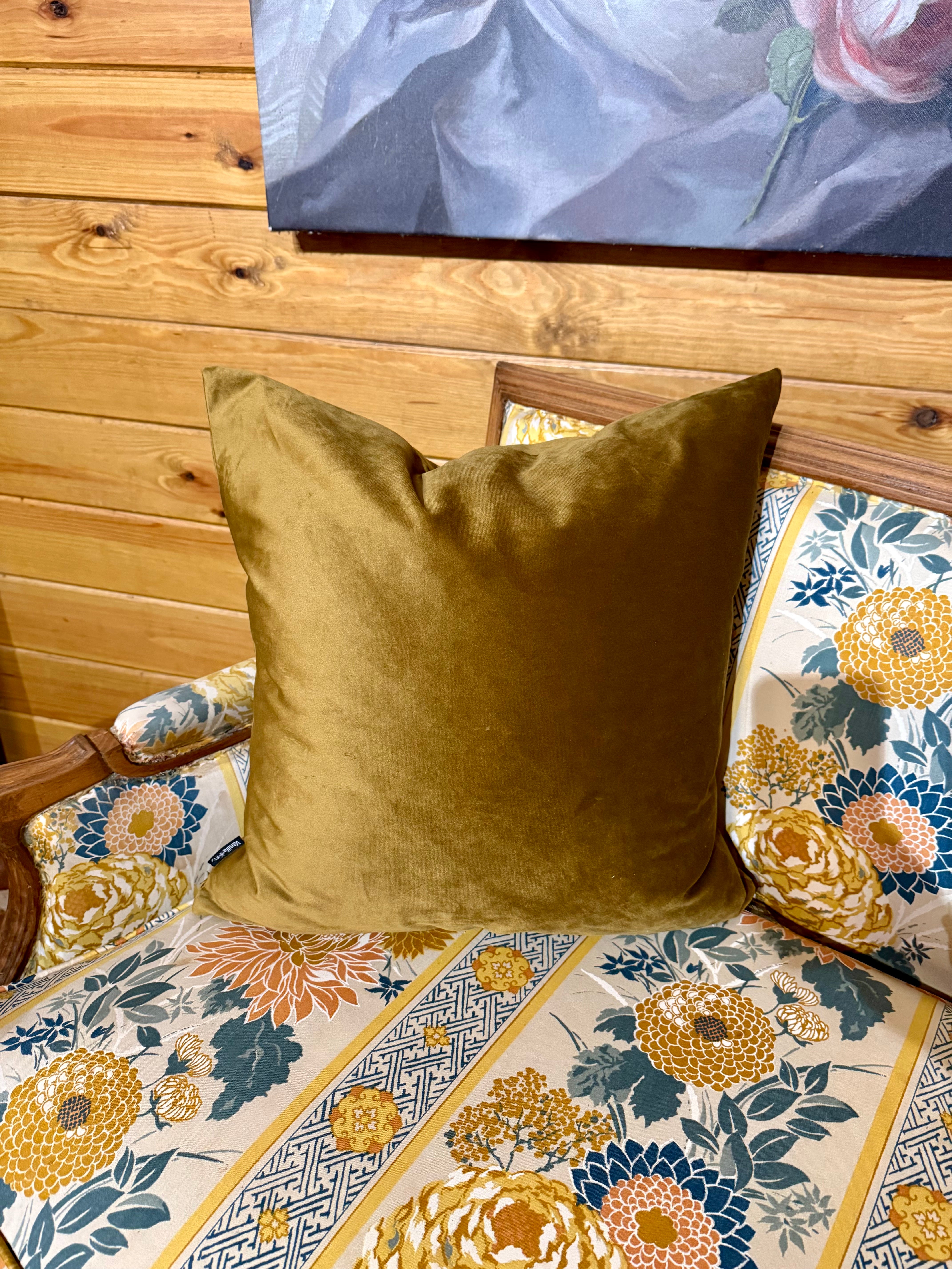 Solid Gold Mustard Velour Pillow