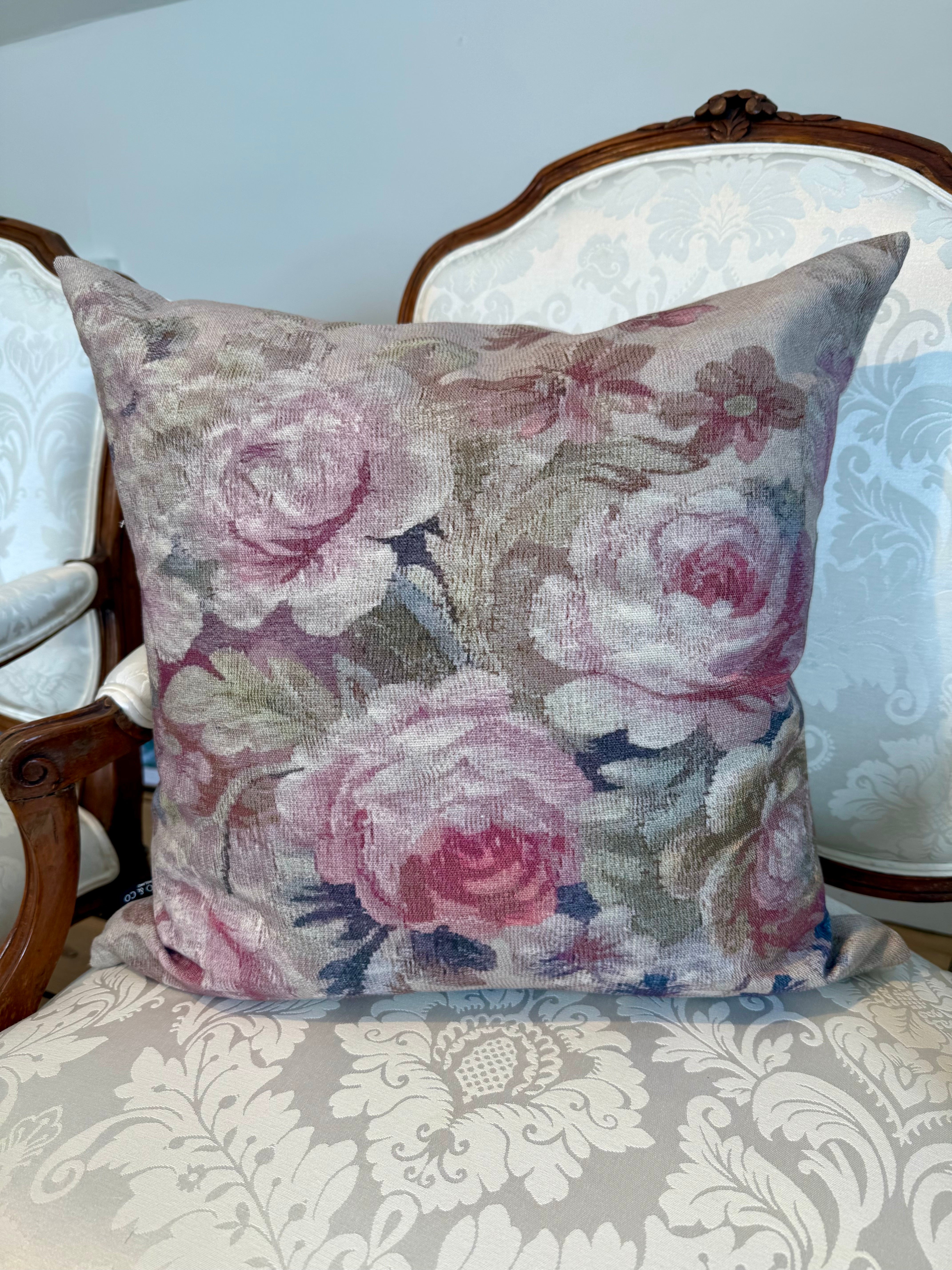 Aubusson Tapestry Inspiration Floral Linen Cushion