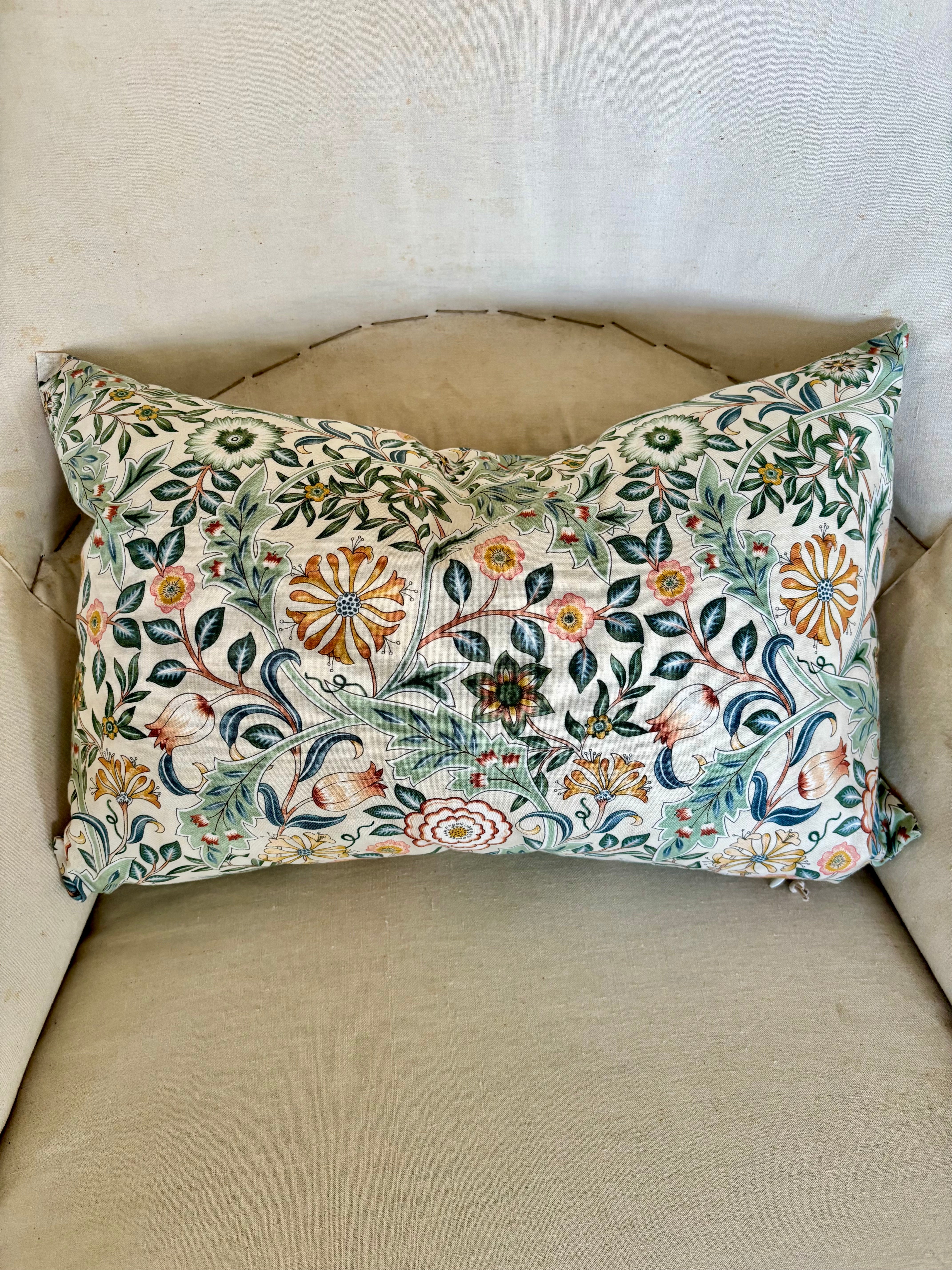 British Design William Morris Fabric, small lumbar pillow