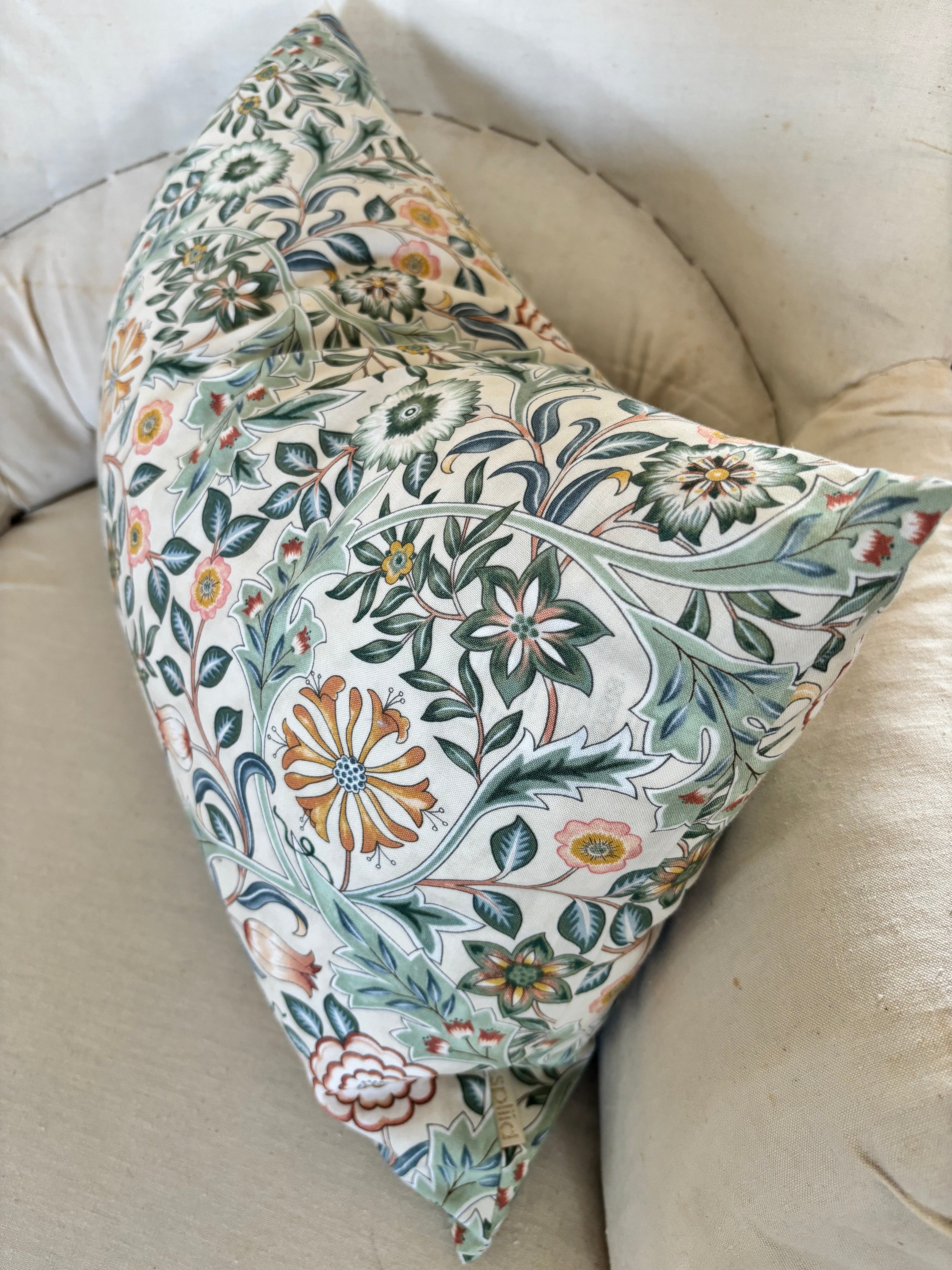 British Design William Morris Fabric, small lumbar pillow