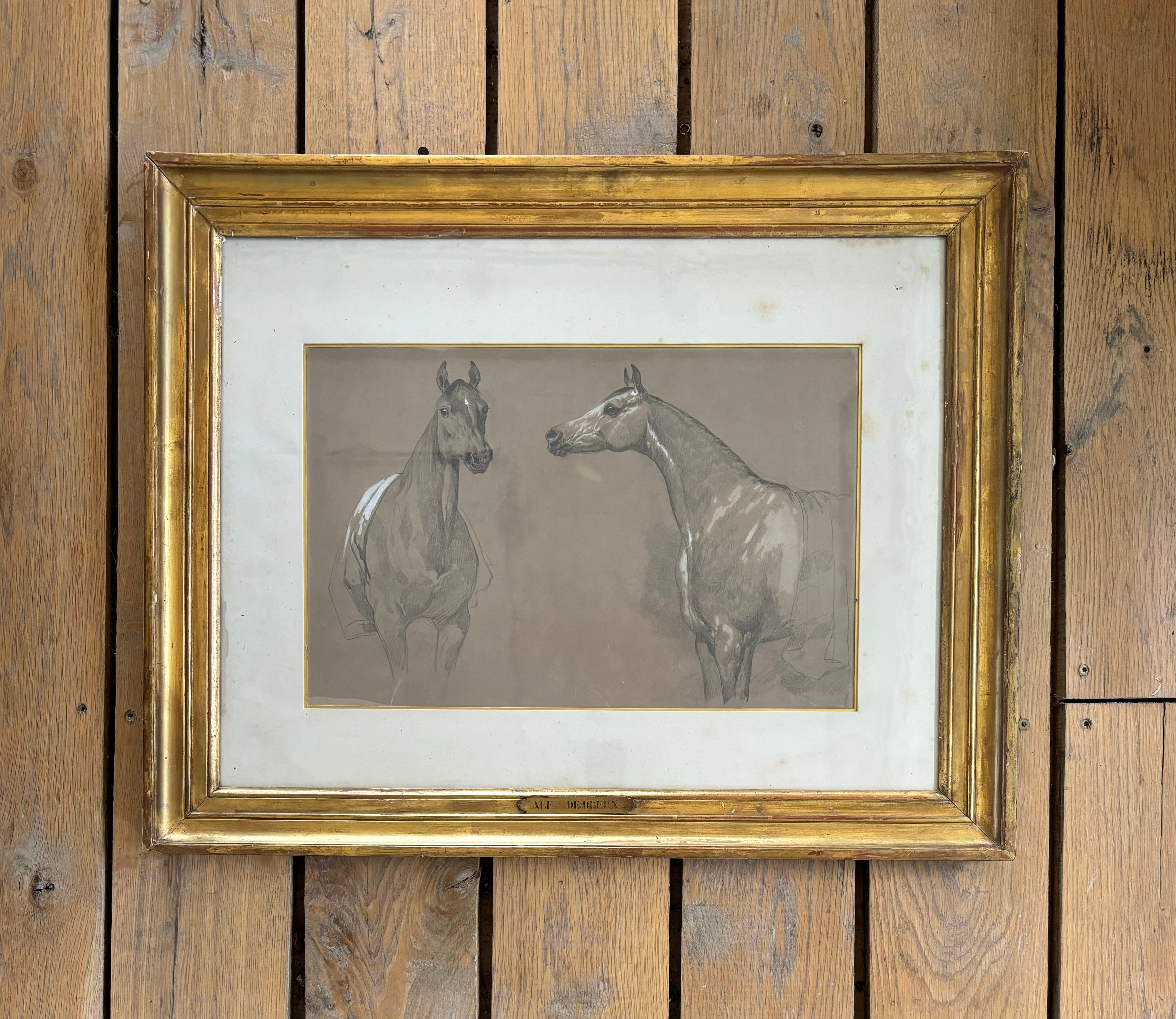 Framed Drawing of Horse, 19th C.