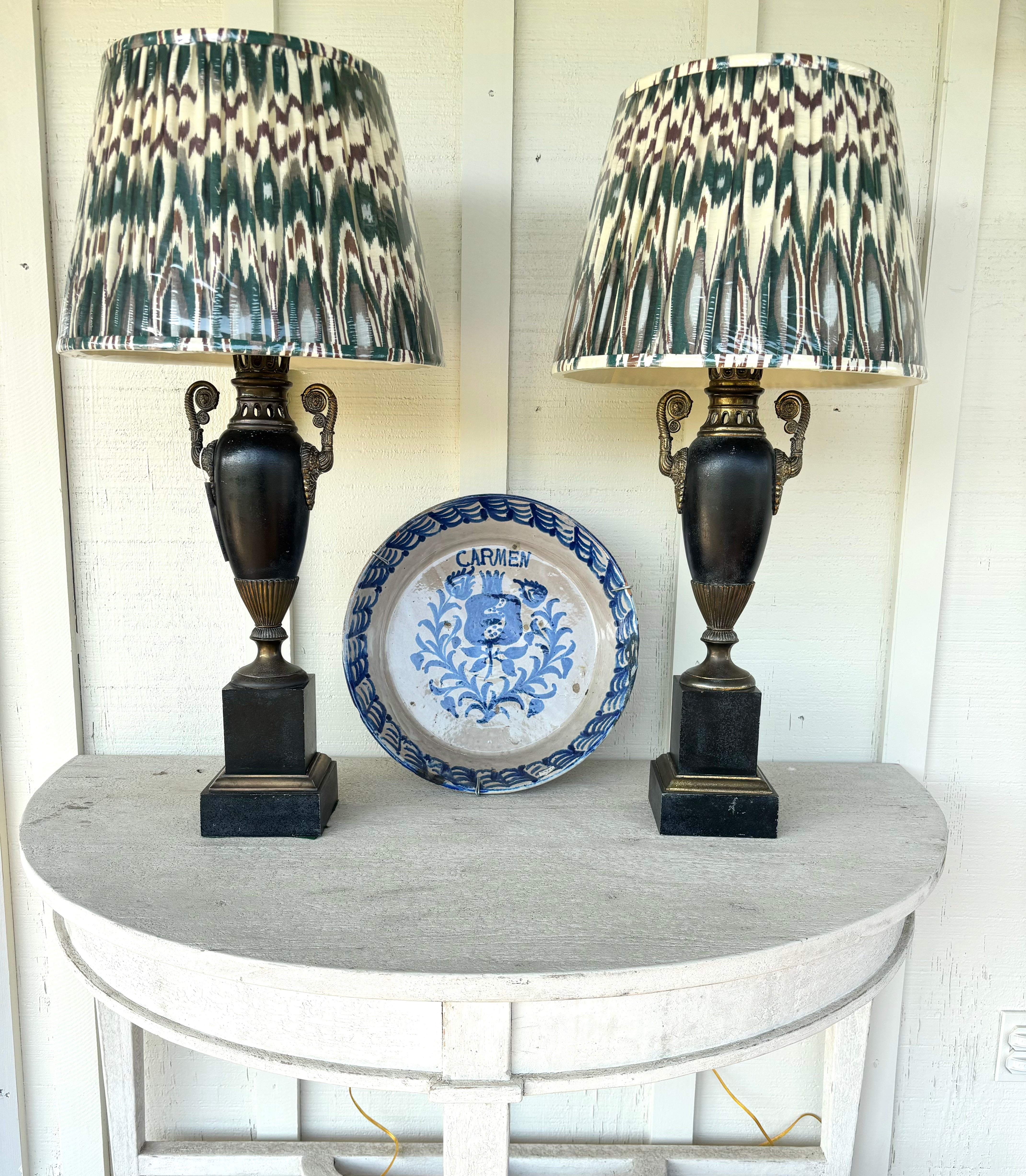 Pair of Regency Style Black Vintage Lamps