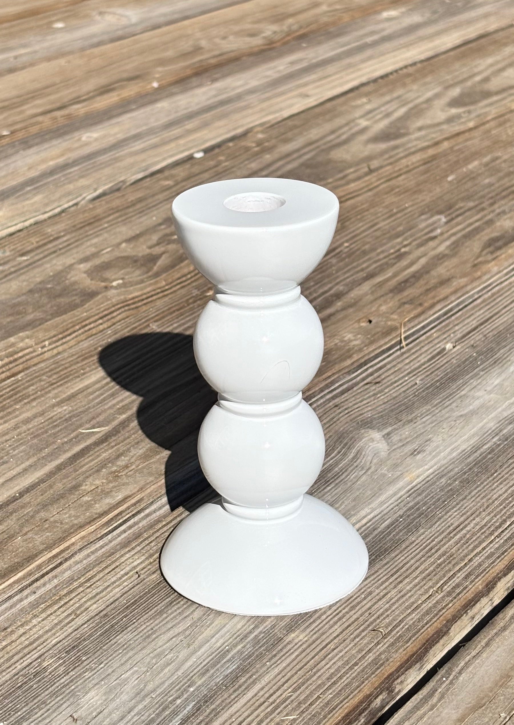 British Design by Addison Ross Bobbin White Small  Lacquered Candlestick