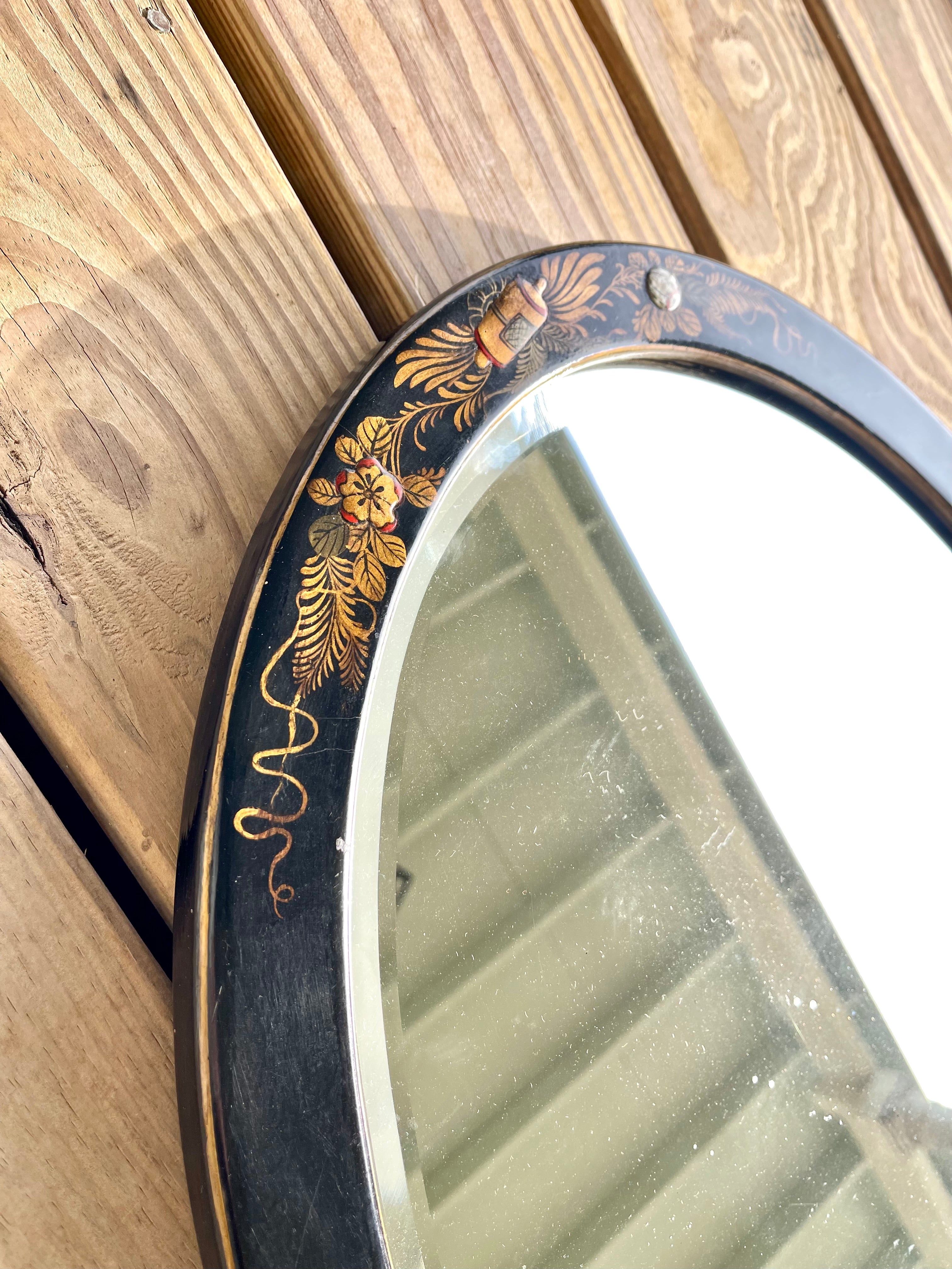 Victorian Chinoiserie Oval Mirror