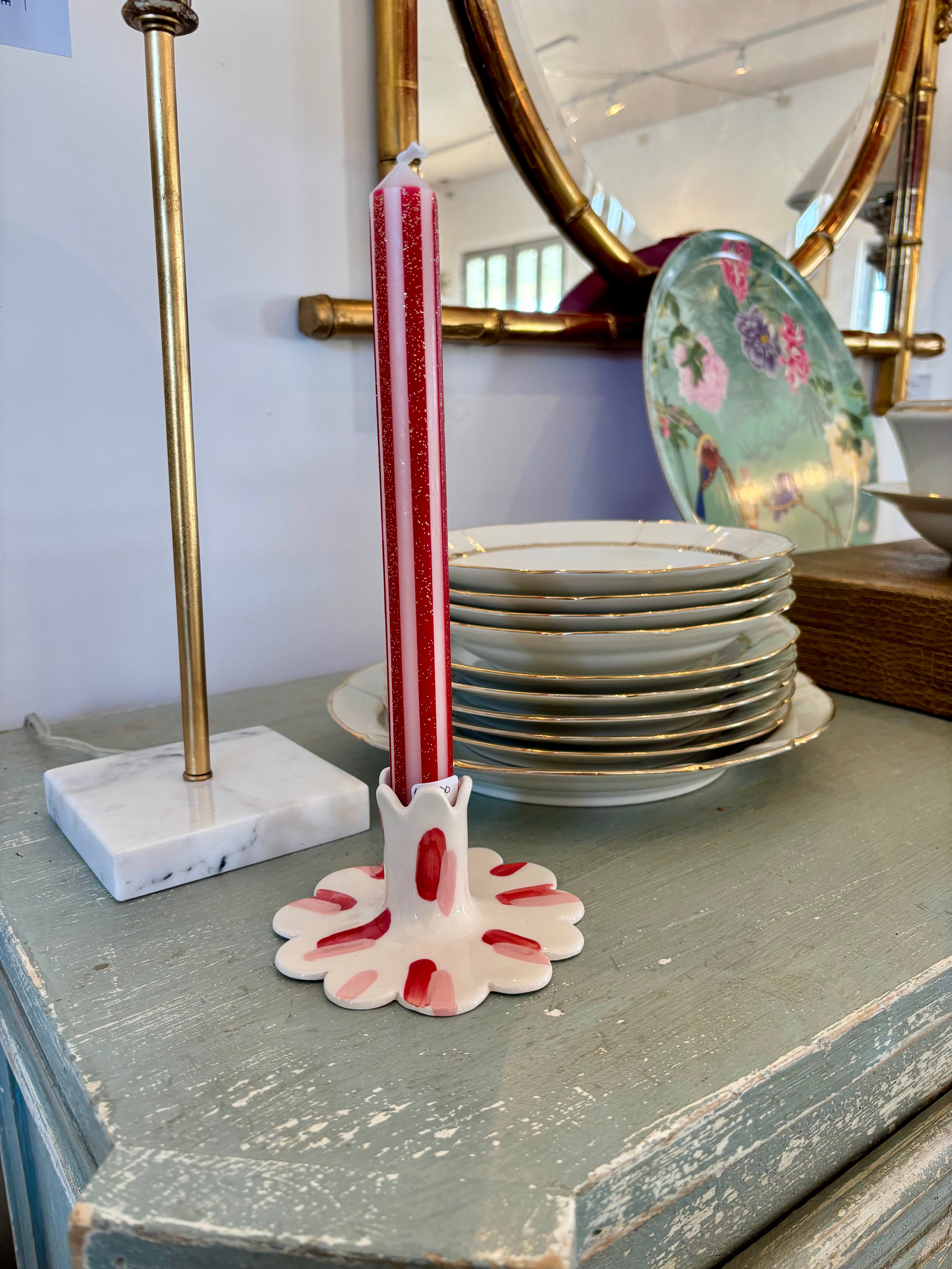 Ceramic Scalloped Candleholders