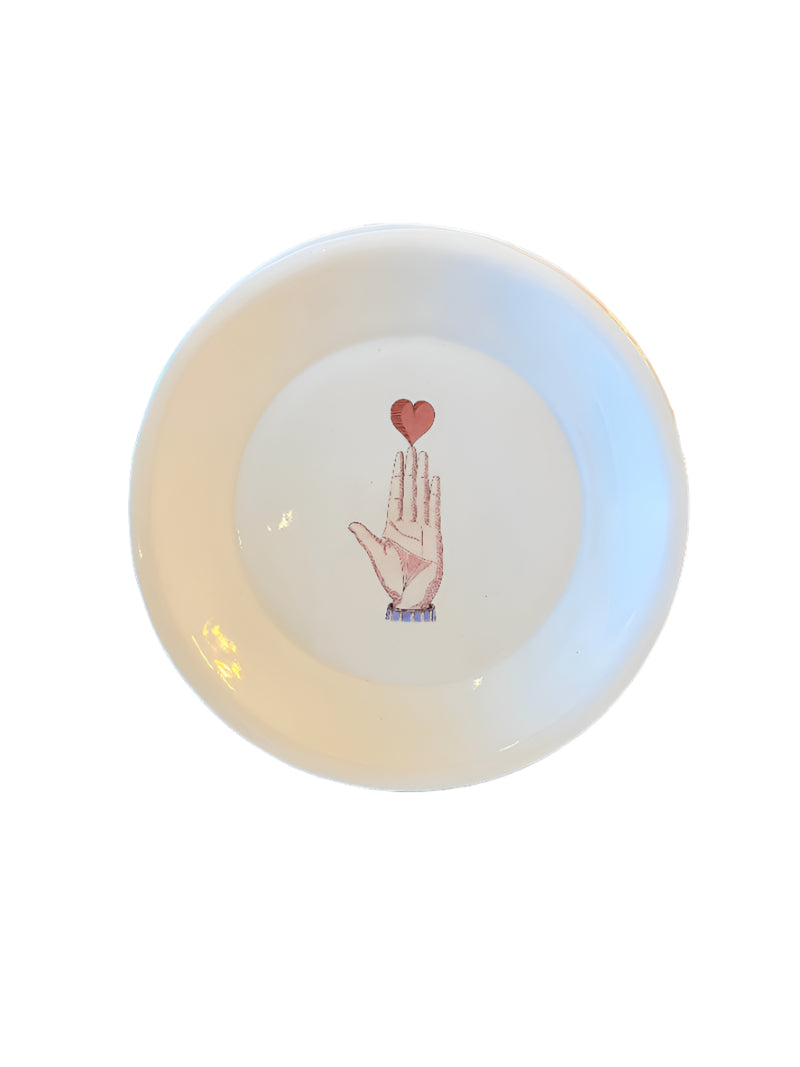 French Illustrated "Heart on Hand" Porcelain Plate