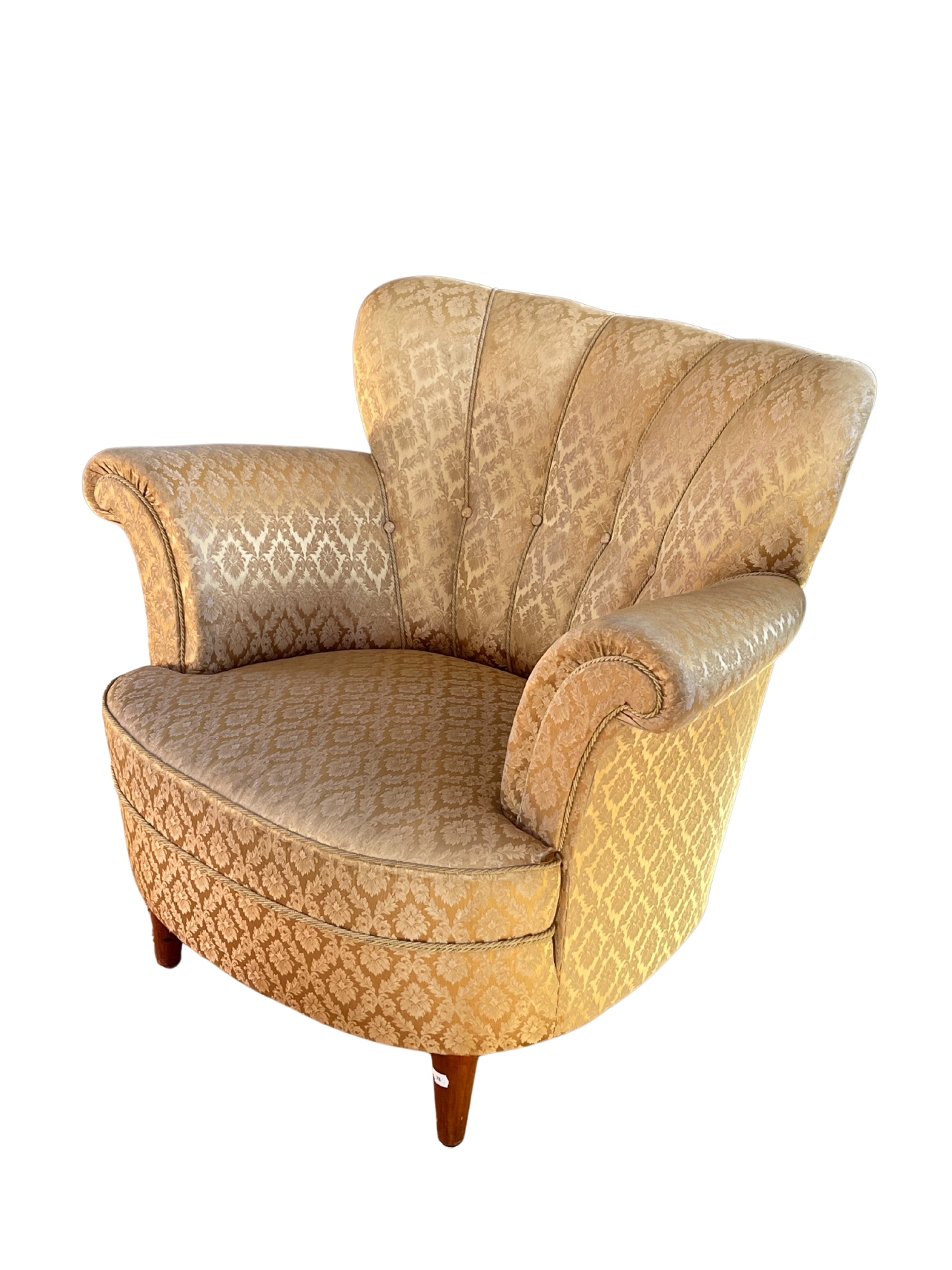 Pair of Swedish Arm Chairs in Gold Upholstery 1940s