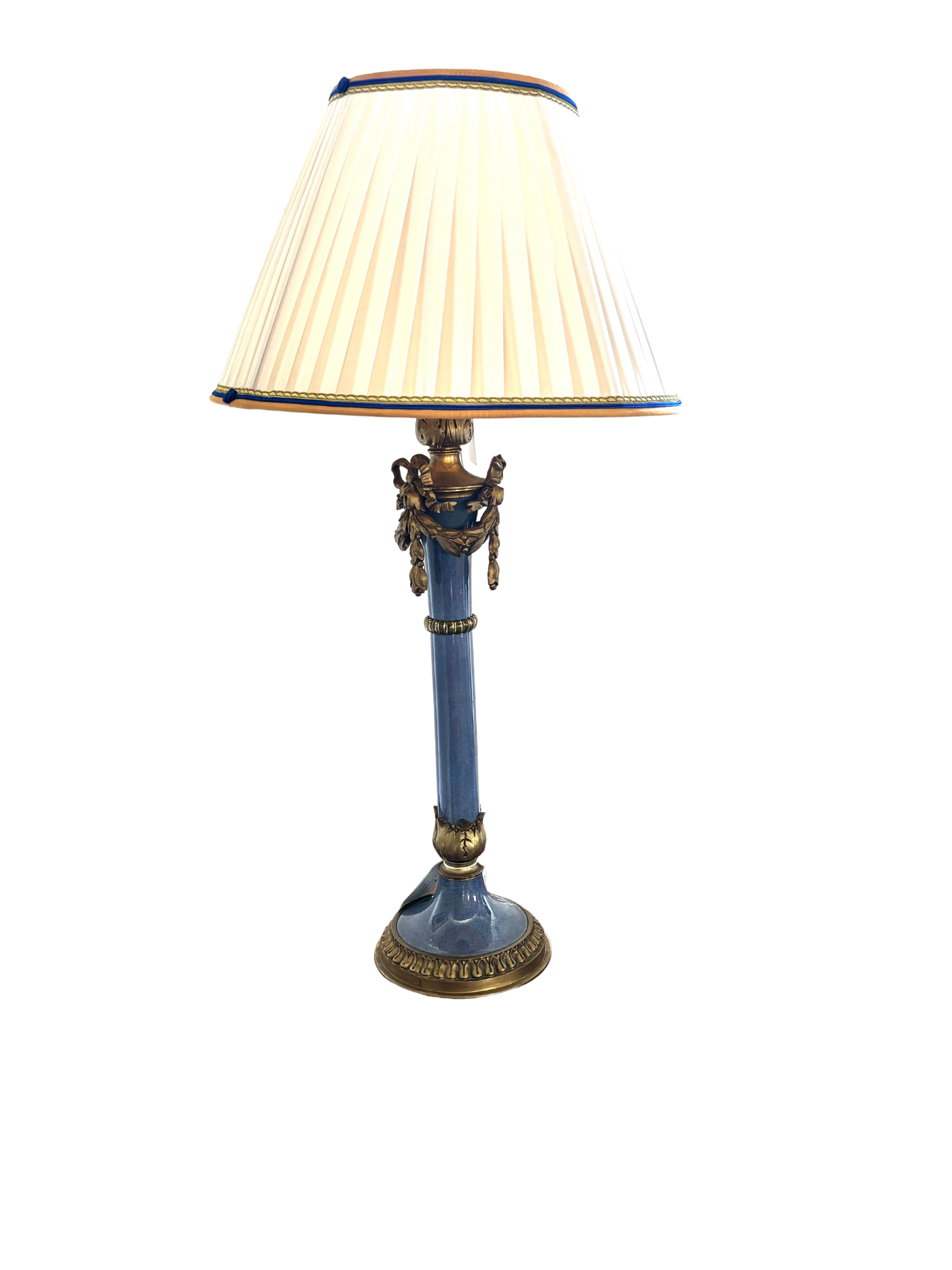 Antique French Blue Enamel Lamp