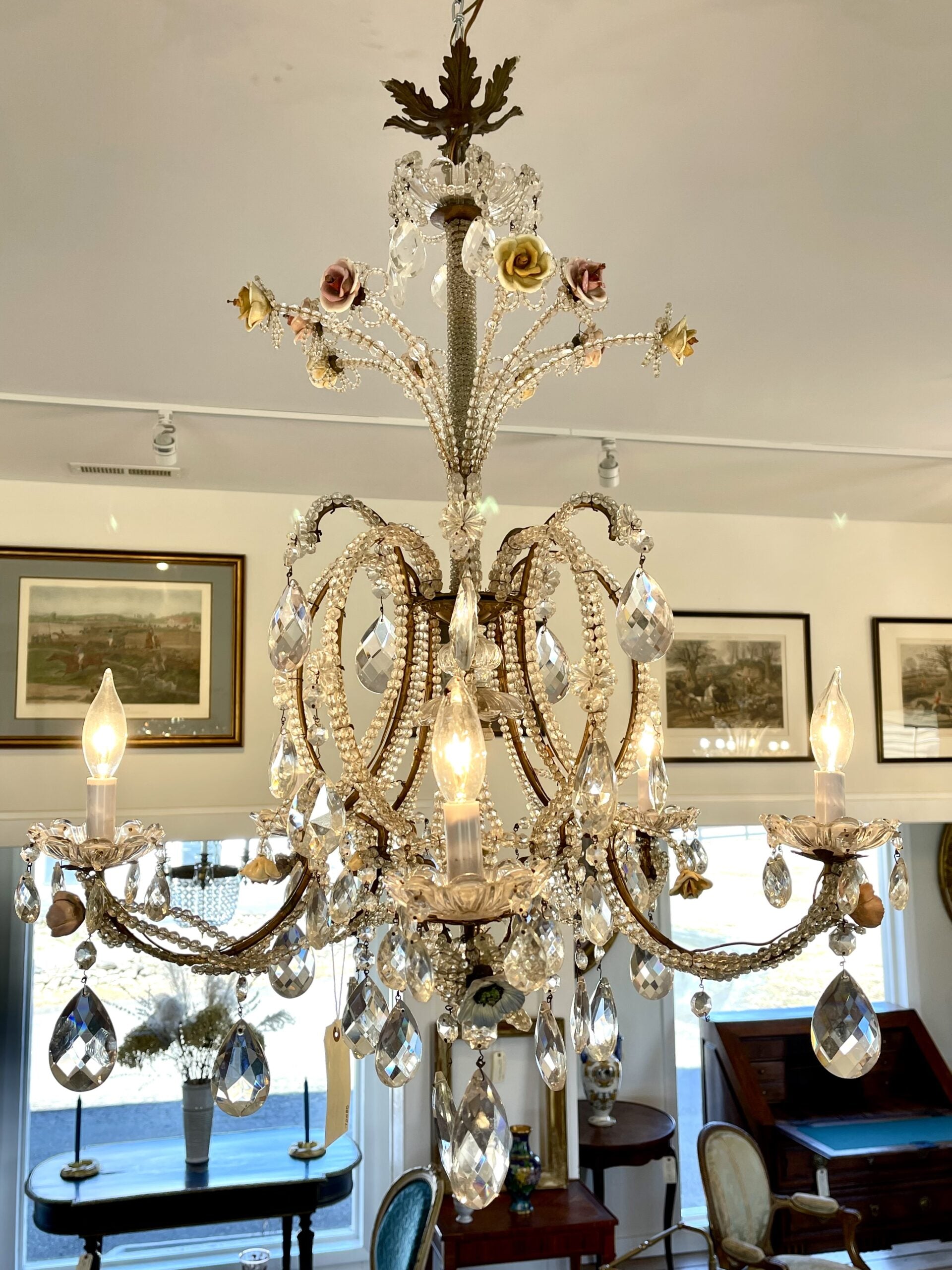 102LI Murano PinkFlower Chandelier1