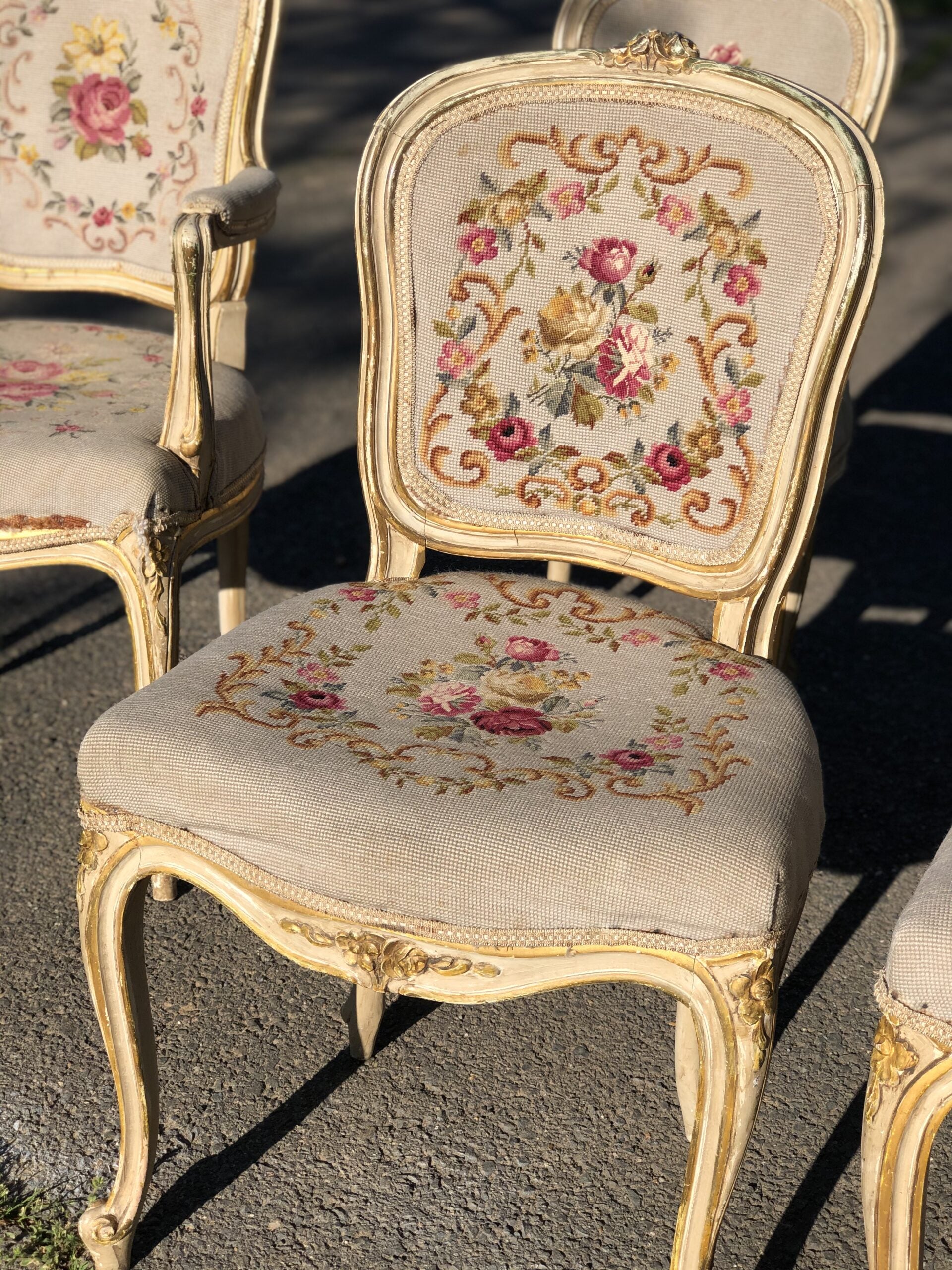 French chairs set 6 flowers2